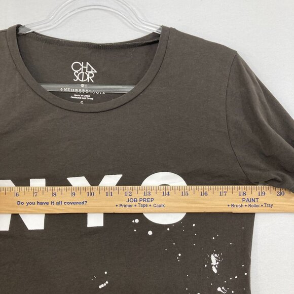 Chasor Anthropologie Small New York Graphic Brown Stretch Short Sleeve Tee - Picture 4 of 8